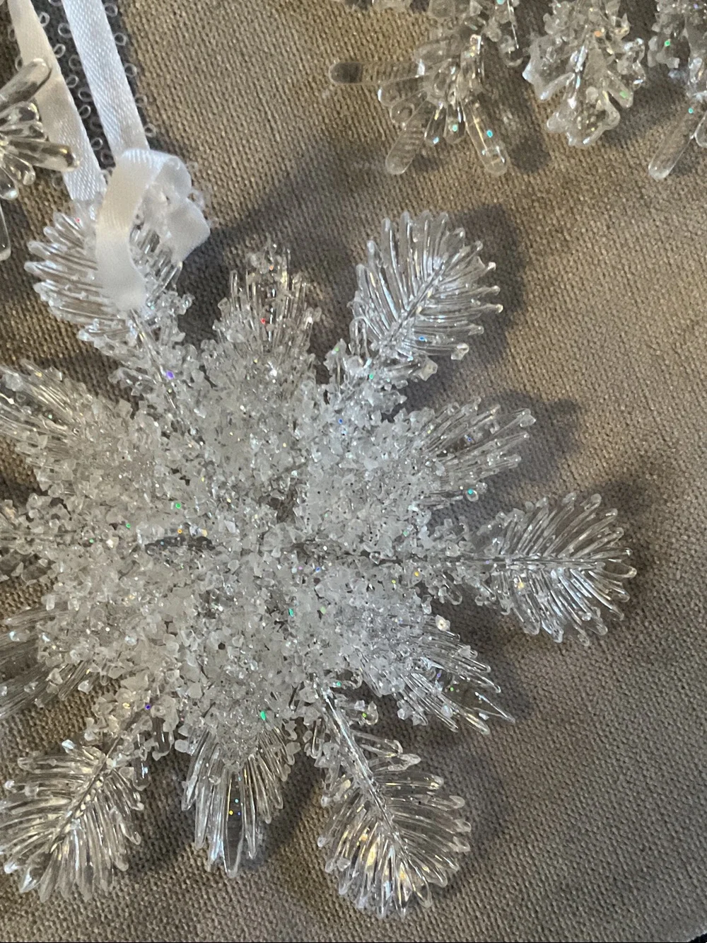 Sparkling White Snowflake Hanging Ornament Set - Home Holiday Decor